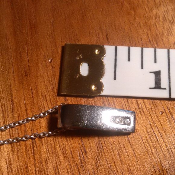 Simulated Diamond Bar Pendant Sterling Silver Necklace - Picture 8 of 13